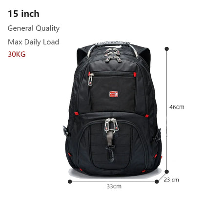 Swiss Multifunctional 17 Inch Laptop Backpack – Durable Travel Bag with USB Charging Port, Water-Resistant College Bookbag