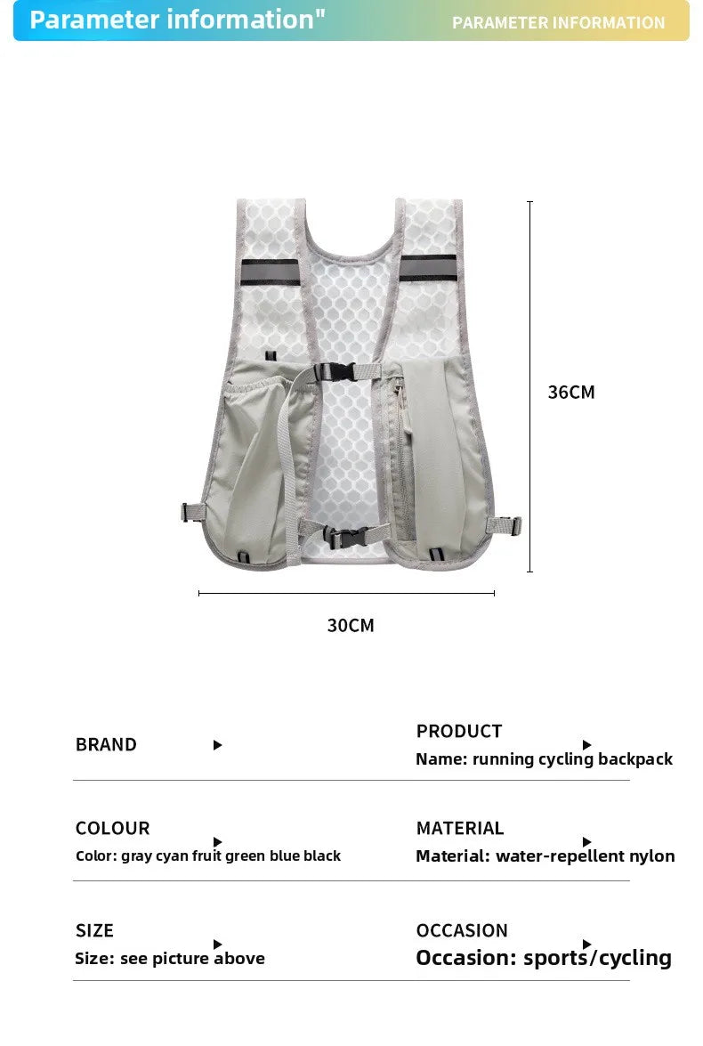 Lightweight Reflective Running & Biking Vest | Hydration Chest Pack with Phone Storage Pocket