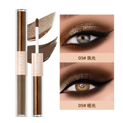 QIBEST Double-Head Glitter Liquid Eyeshadow – Contour Blush, Shimmer & Matte Pigment for Natural Cheek & Eye Makeup