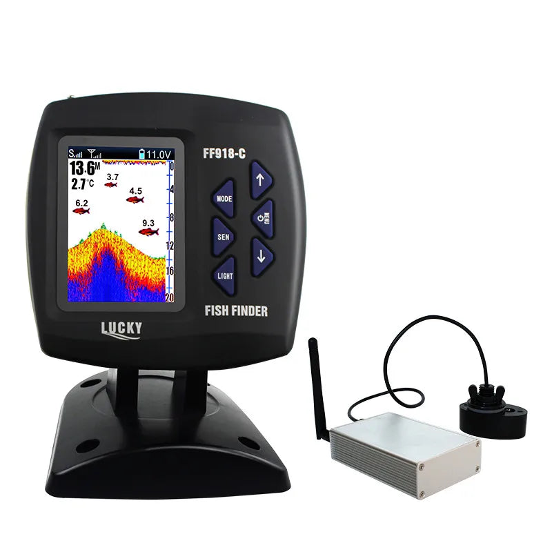 LUCKY FF918-CWLS Wireless Fish Finder – 980 ft Range, 45° Operating Range for Fishing Boats
