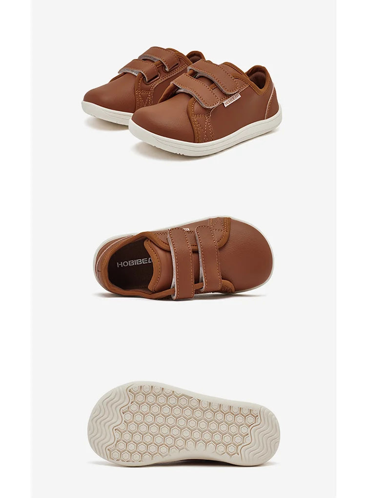 HOBIBEAR Kids Barefoot Shoes – Wide Toe Minimalist Lightweight Sneakers with Hook & Loop Artificial Leather for Boys and Girls