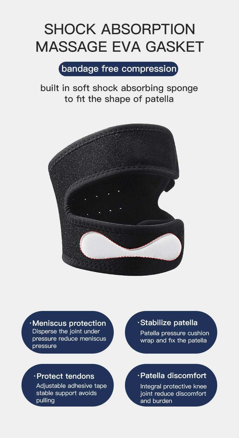 Pressurized Knee Wrap Sleeve — Elastic Support Braces with Pad for Basketball, Tennis & Cycling