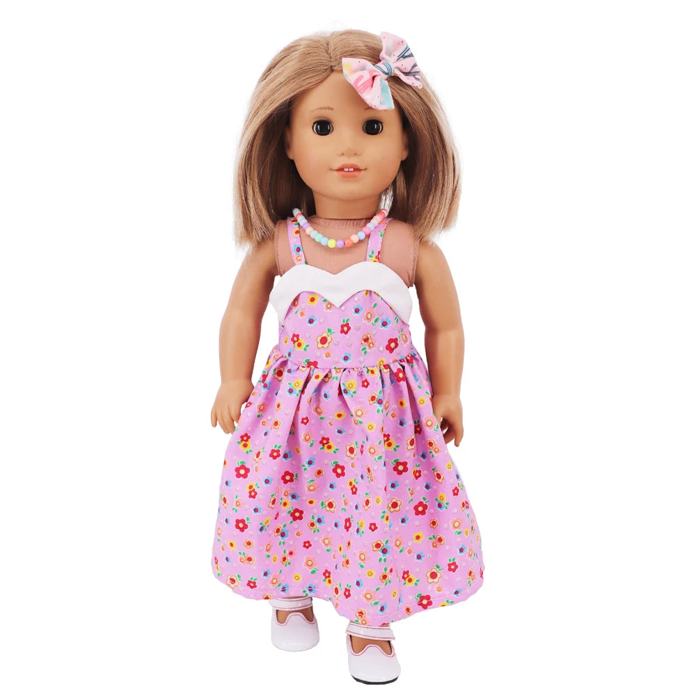 18-Inch Doll Nightdress Outfit — Purple Series Clothes for American & 43CM Baby Dolls, Our Generation Doll Gift