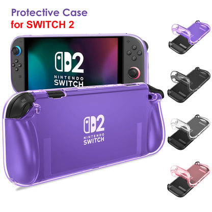 Protective Case Kit for Nintendo Switch 2 (2025) — Clear TPU Cover, Anti-Scratch, Shock-Absorption, Ergonomic Grip Design