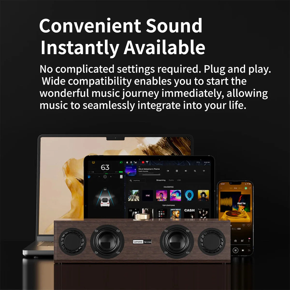 Lenovo C02 Multimedia Speaker - Bluetooth & Wired Dual-Mode Retro Speaker with Subwoofer