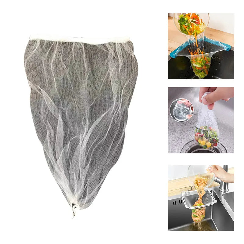 Stainless Steel Kitchen Sink Filter - Drain Rack with Mesh Bag Stand, Corner Waste Garbage Net Shelf, Sink Strainer