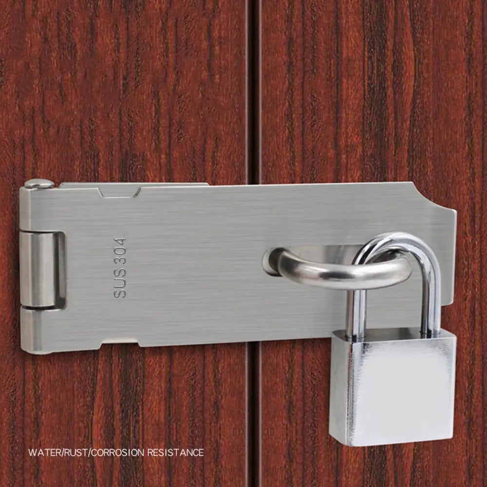 Stainless Steel Padlock Hasp Lock | 90° Right Angle Door Clasp, Shed Gate Latch, Burglar-Proof Household Bolt Buckle