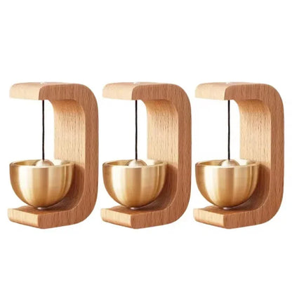Magnetic Wooden Doorbell - Solid Brass Wind Chimes, Wireless Hanging Doorbell, Japanese Style Garden Pendant & Home Decor