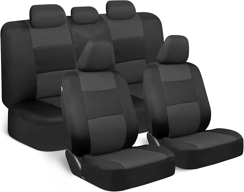 Universal Beige Car Seat Covers Full Set - Easy-Install Front and Rear Split Bench Seat Protectors for Cars, Trucks, SUVs, and Vans