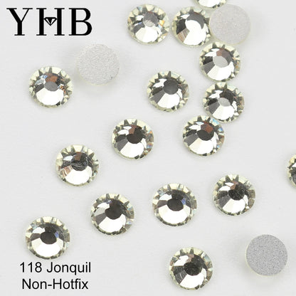 YHB Cold Fix Crystal Flatback Rhinestones - Silver Back Non Hotfix DIY Gems for Nail Art, Bags, Shoes, Garments & Phone Decoration