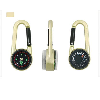 Zinc Alloy Compass & Thermometer Keychain - Portable Dual-Sided Outdoor Guide for Camping, Hiking & Beach Trips