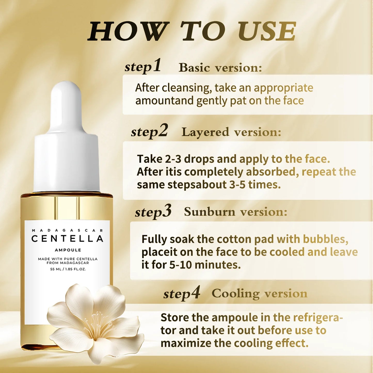 Centella Asiatica Soothing Serum - 55ml Madagascar Formula for Sensitive Skin Relief, Acne Care & Deep Hydration