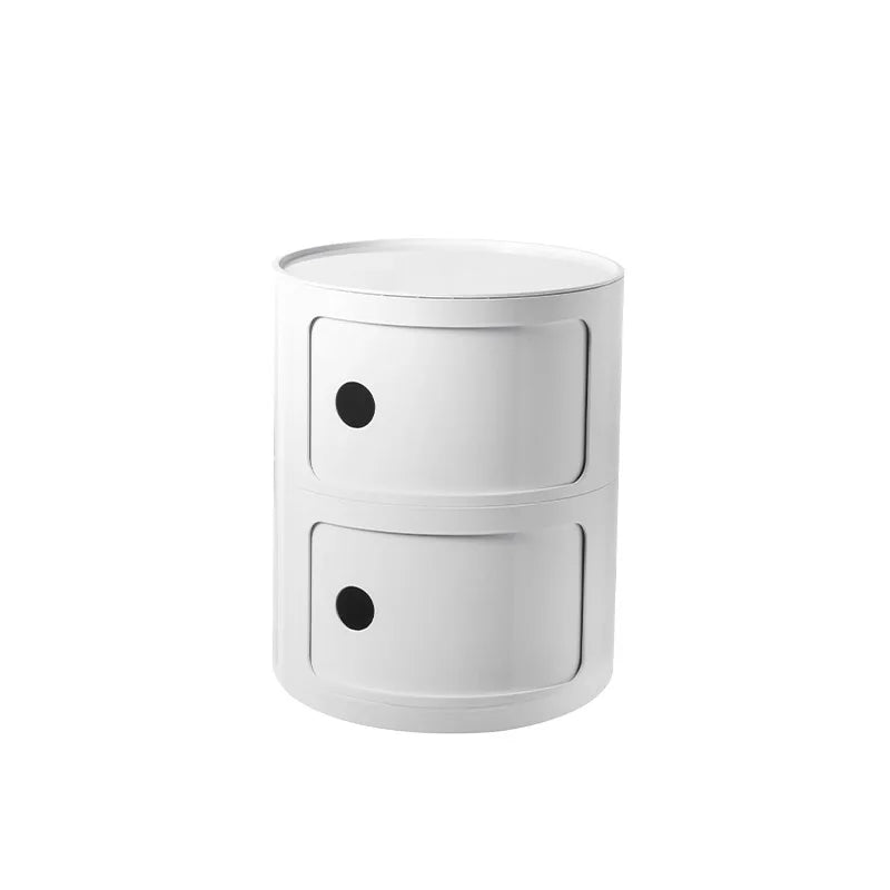 Nordic Minimalist White Bedside Table – Modern Round Plastic Side Cabinet, Small Creative Storage Unit