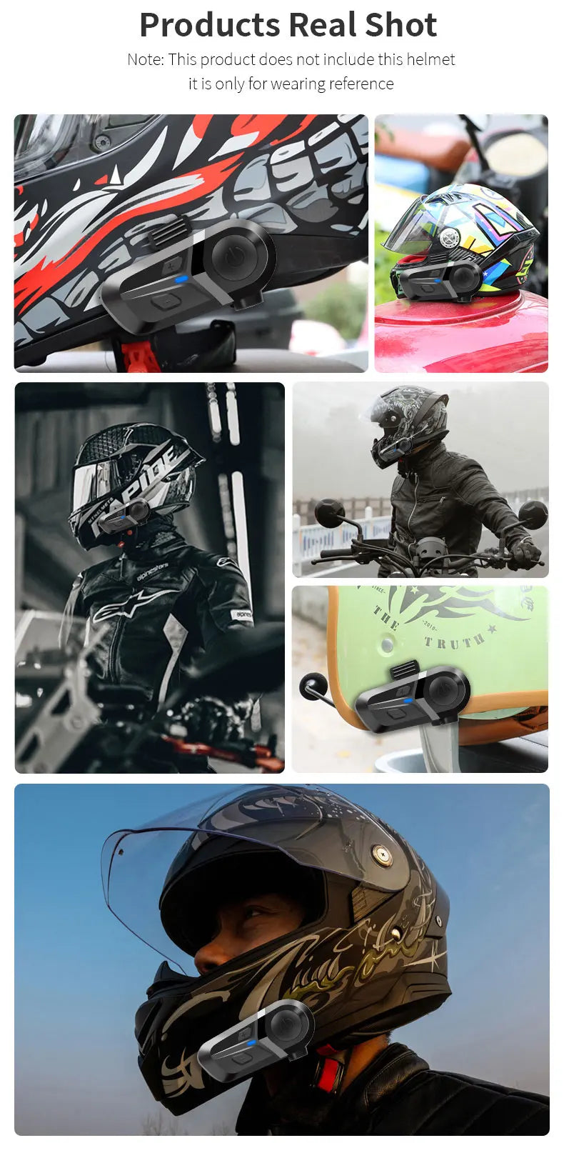 Bluetooth 5.3 Wireless Motorcycle Helmet Headset – Hands-Free Call & Music Player, Waterproof Earphones for Moto Helmets