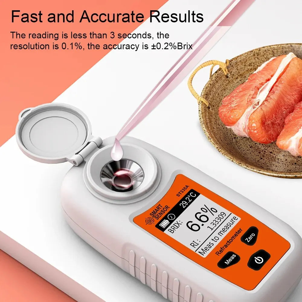 Digital LCD Brix Refractometer - 0–35% Sugar Content Meter for Fruit Juice & Beverage Testing