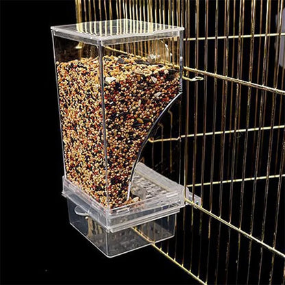 Automatic Bird Feeder: No-Mess Parrot Feeder & Drinker - Acrylic Seed Container for Small & Medium Parakeets
