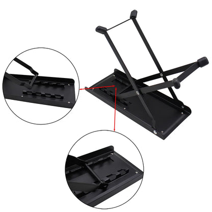Guitar Foot Stool – 4 Position Height Adjustable, Foldable Pedal Rest for Guitar, Black Footstool for Guitar Pedal Accessories