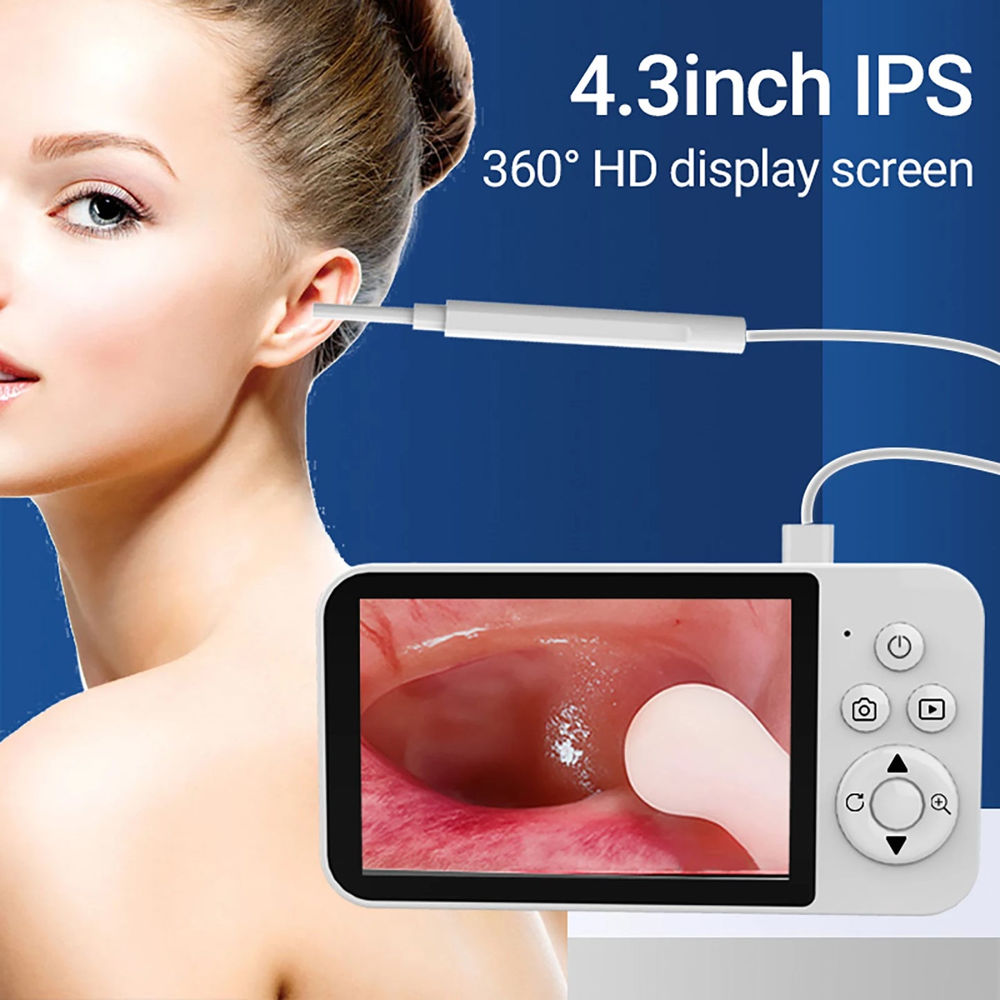 GUANMOU Digital Otoscope – 3.9mm Ear Scope Camera with 6 LED Lights, 4.3" IPS Ear Wax Removal Tool for Kids & Adults