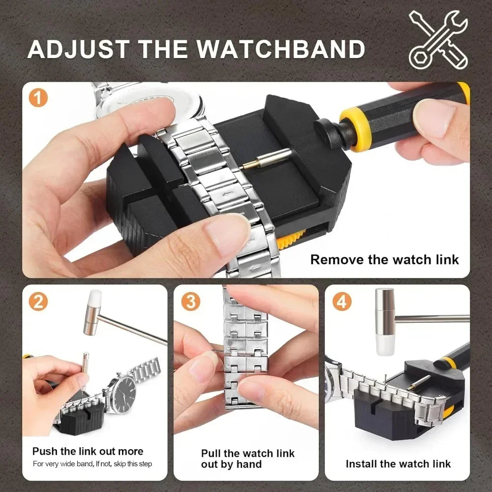 Watch Link Removal Tool Kit - Bracelet Resizing, Pin Remover & Strap Adjustment Tool for Watch Band Replacement