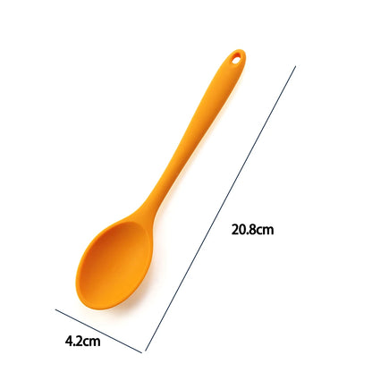 Soft Silicone Cooking Spoon - Long Handle Stirring Ladle for Kitchen Use - Essential Cooking Utensil