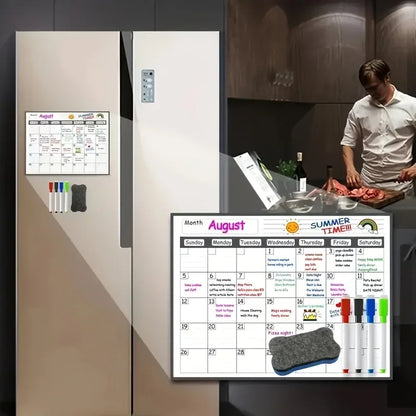 Magnetic Refrigerator Dry Erase Calendar - Monthly Planner Whiteboard & Kitchen Memo Board