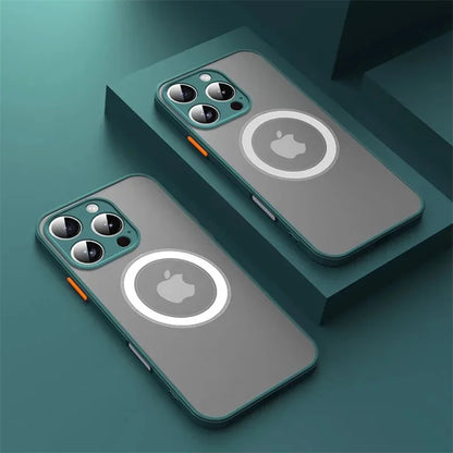 Luxury Armor Matte Magnetic Case - Shockproof MagSafe Wireless Charging Cover for iPhone 17 16 15 14 13 12 11 Pro Max Mini Plus