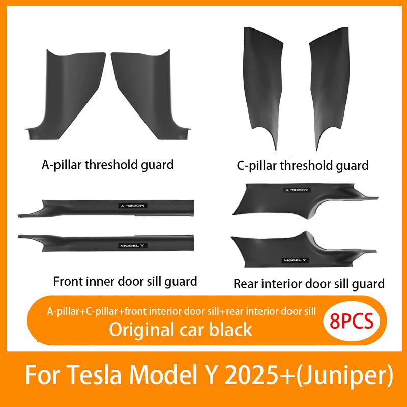 Tesla Model Y Juniper 2025+ Door Threshold Strips – ABS Anti-Scratch & Dirt-Resistant Interior Accessories for Front & Rear Doors