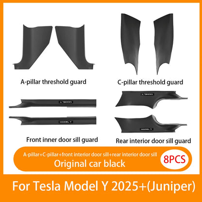 Tesla Model Y Juniper 2025+ Door Threshold Strips – ABS Anti-Scratch & Dirt-Resistant Interior Accessories for Front & Rear Doors