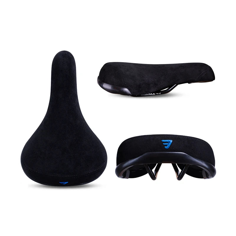 Funsea Bicycle Saddle - Black Wheelie Seat with Embroidered Logo, Flannelette Cover, 8mm Rail for Bikes