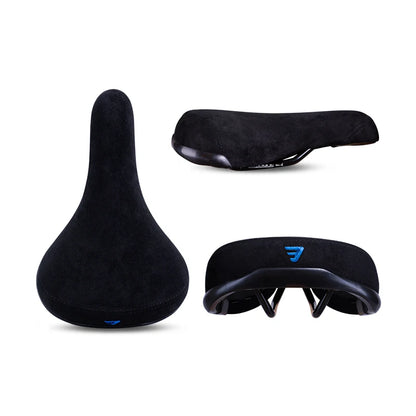 Funsea Bicycle Saddle - Black Wheelie Seat with Embroidered Logo, Flannelette Cover, 8mm Rail for Bikes