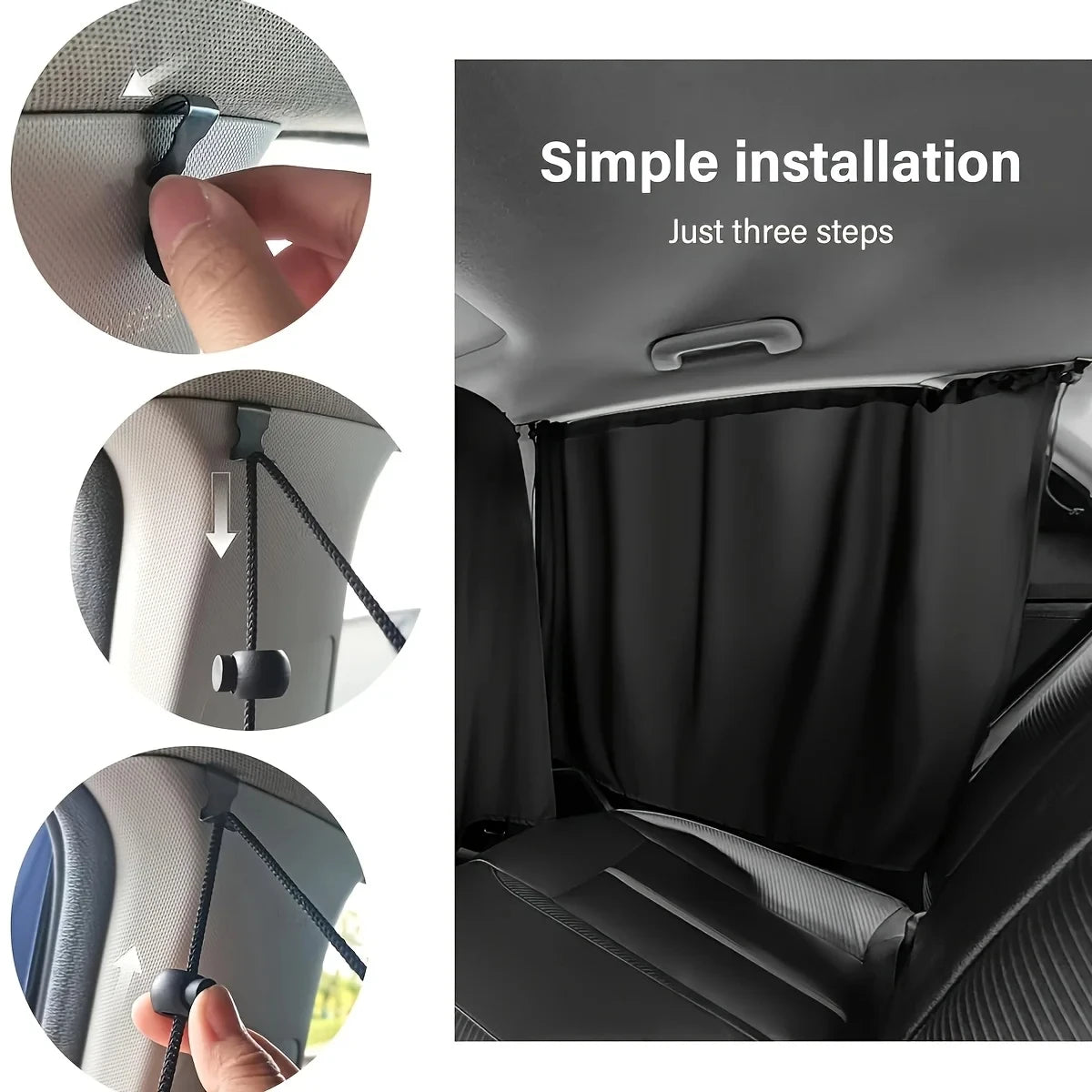 4PCS Car Privacy Curtain Set – Detachable Window Shade Covers for Travel, Camping & Night Rest, Universal Car Sun Privacy Drapes