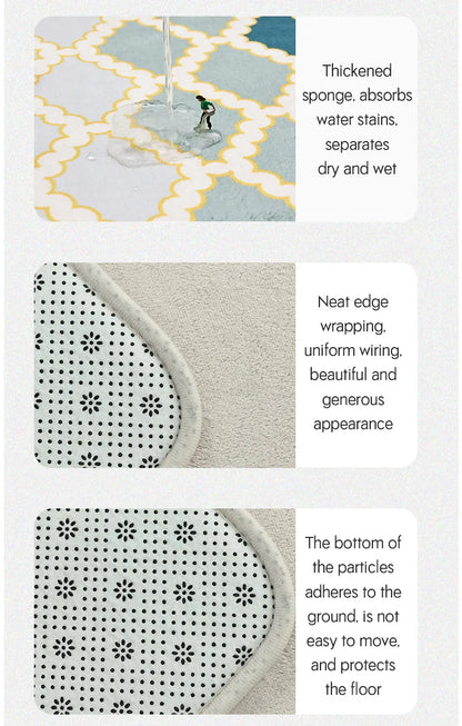 3 Piece Bathroom Mat Set – Non-Slip Toilet, Shower & Bath Floor Absorbent Rugs, Soft Comfortable Carpet for Laundry Room