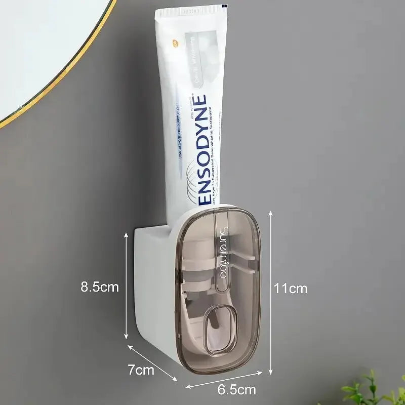 Automatic Toothpaste Dispenser & Toothbrush Holder – Wall-Mount Bathroom Accessories, Lazy Toothpaste Squeezer