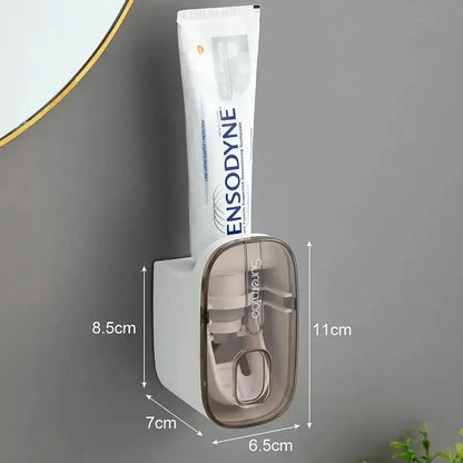 Automatic Toothpaste Dispenser & Toothbrush Holder – Wall-Mount Bathroom Accessories, Lazy Toothpaste Squeezer