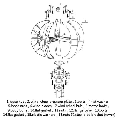 3000W Vertical Wind Turbine – 12V/24V/48V Small Windmill with 220V Output for Home & Farm, Includes MPPT Controller