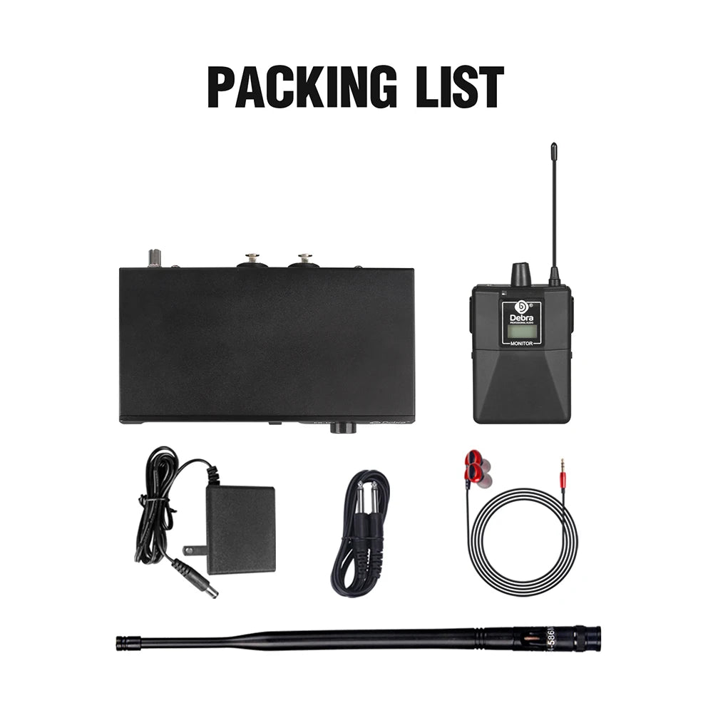 Debra ER102 UHF Wireless In-Ear Monitor System – Multiple Professional Transmitters for Small Concerts & Home Theater