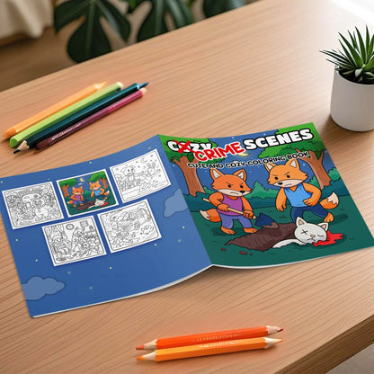 Crime Scenes Cute & Cozy Coloring Book - 24-Page Adorable Creepy Creatures Halloween DIY Drawing Book for Adults