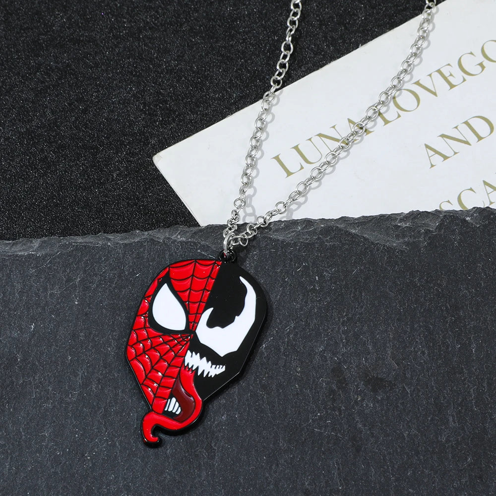 Venom & Spider-Man Necklace - Superhero Pendant Fashion Jewelry, Unique Gift for Fans