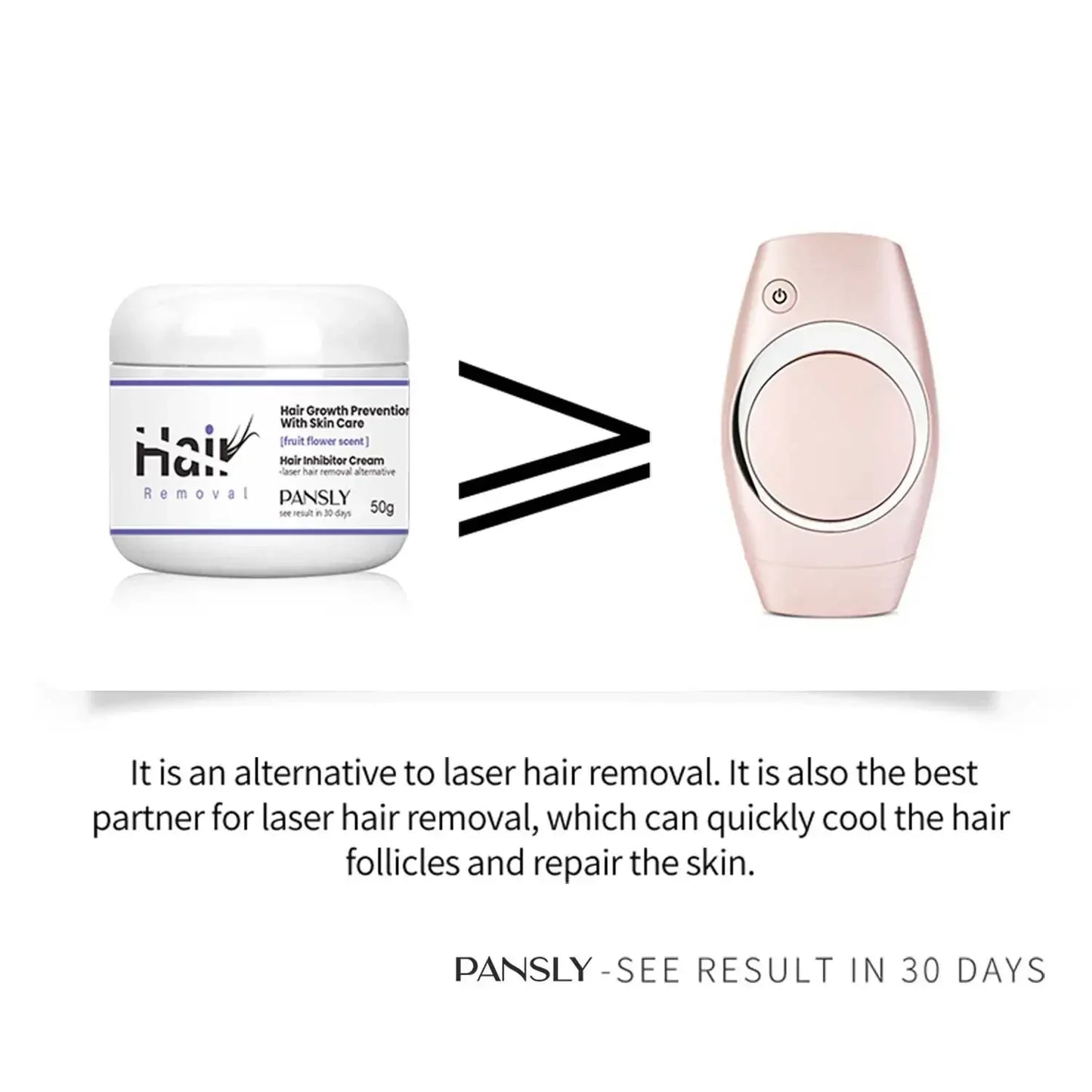 50g Hair Removal Cream - Permanent Hair Growth Inhibitor for Beard, Legs, Body & Armpits - Painless Depilatory Cream