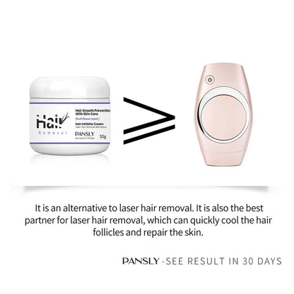 50g Hair Removal Cream - Permanent Hair Growth Inhibitor for Beard, Legs, Body & Armpits - Painless Depilatory Cream