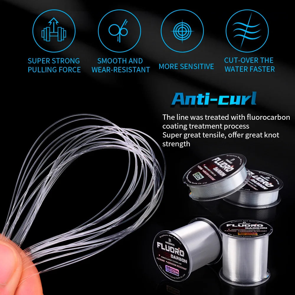 PROBEROS 100M Fluorocarbon Fishing Line - Carbon Fiber Monofilament Leader Line for Carp & Sinking Fishing Tackle