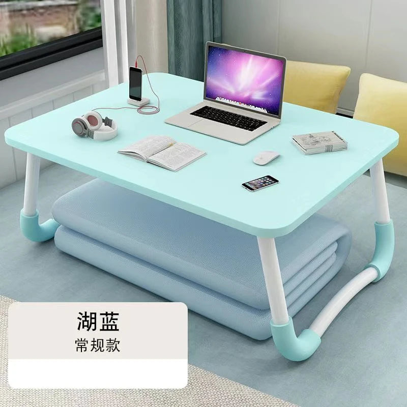 Foldable Laptop Desk for Bed & Sofa – Portable Lap Table with Cup, Book Holder, Drawer, and USB Slot