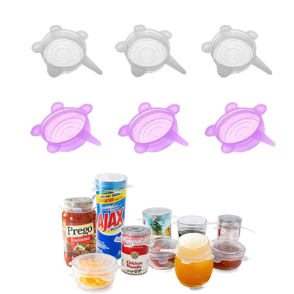 Silicone Stretch Can & Jar Lids (6PCS) – 2.6 Inch Food-Safe Reusable Covers for Yogurt, Bowls & Containers