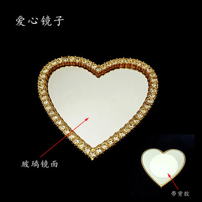 2Pcs Metal Full Diamond Bow Heart Mirror Handbag & Parfum Bottle Phone Case Decoration – Flat Back DIY Craft Accessories