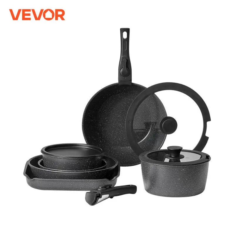 VEVOR 17-Piece Nonstick Granite Cookware Set – Induction Pots, Pans & Frying Tools for Kitchen