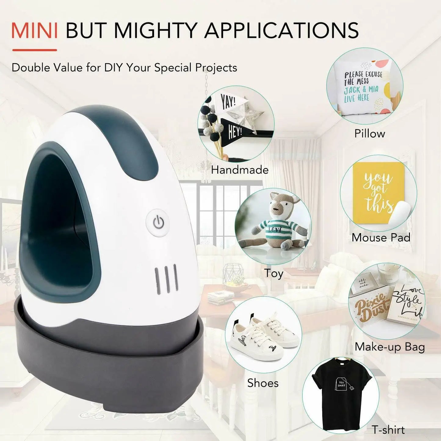 HTVRONT Mini Heat Press Machine — Portable Easy Press for HTV Vinyl, Cricut DIY Printing on T-Shirts, Clothes, Bags, Hats, and Pads