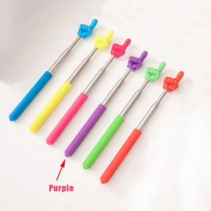 Stainless Steel Telescopic Teaching Pointer – Finger-Design Reading & Presentation Stick for School & Office Supplies
