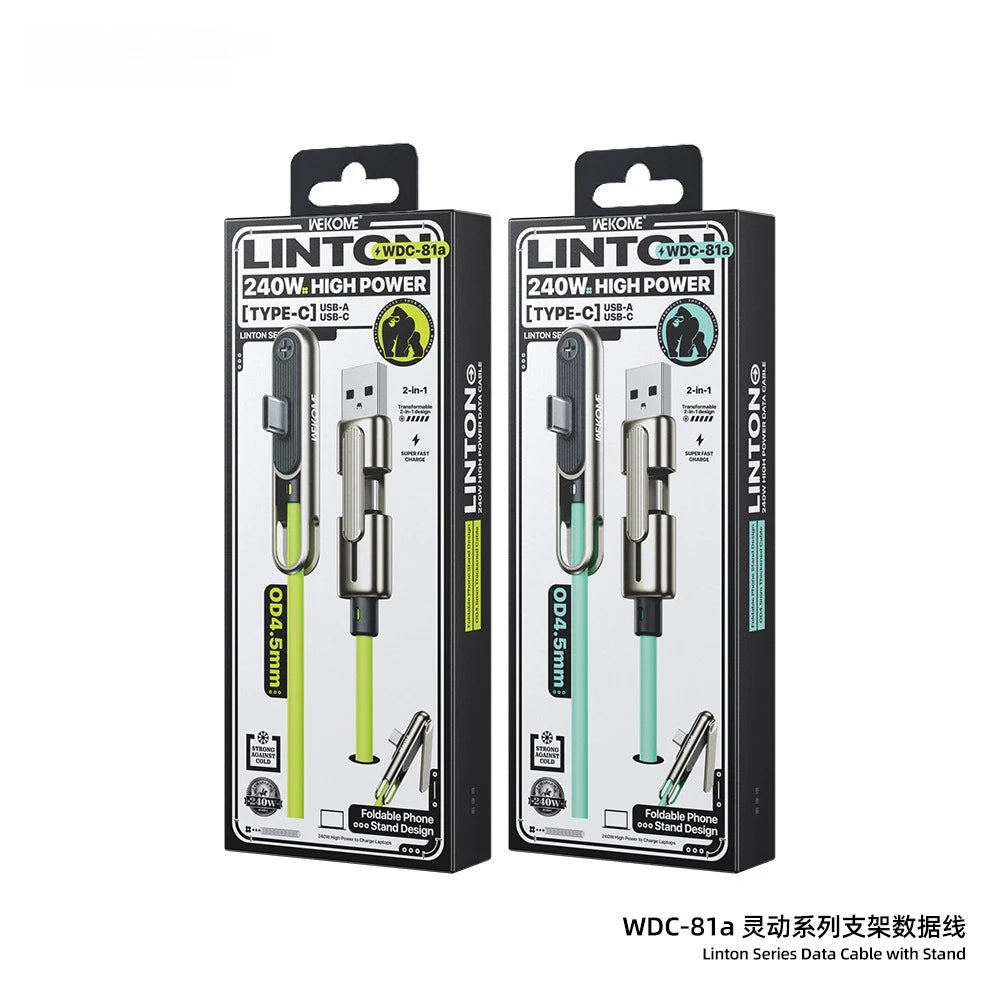 240W USB-C Charging Cable - Foldable Built-In Holder for iPhone 16/17, Samsung & Xiaomi