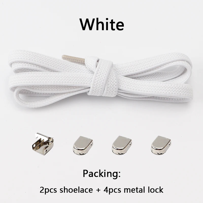 No-Tie Elastic Shoelaces – One Size Fits All Sneakers for Adults & Kids, Flat Tieless Shoestrings