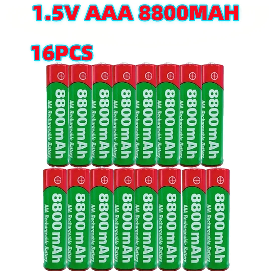 NEW 8800mAh Rechargeable AAA Alkaline Battery – 1.5V for Clocks, Mice, Computers, Toys & More